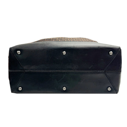 Fendi Zucchino Handbag Tote Bag Canvas Leather