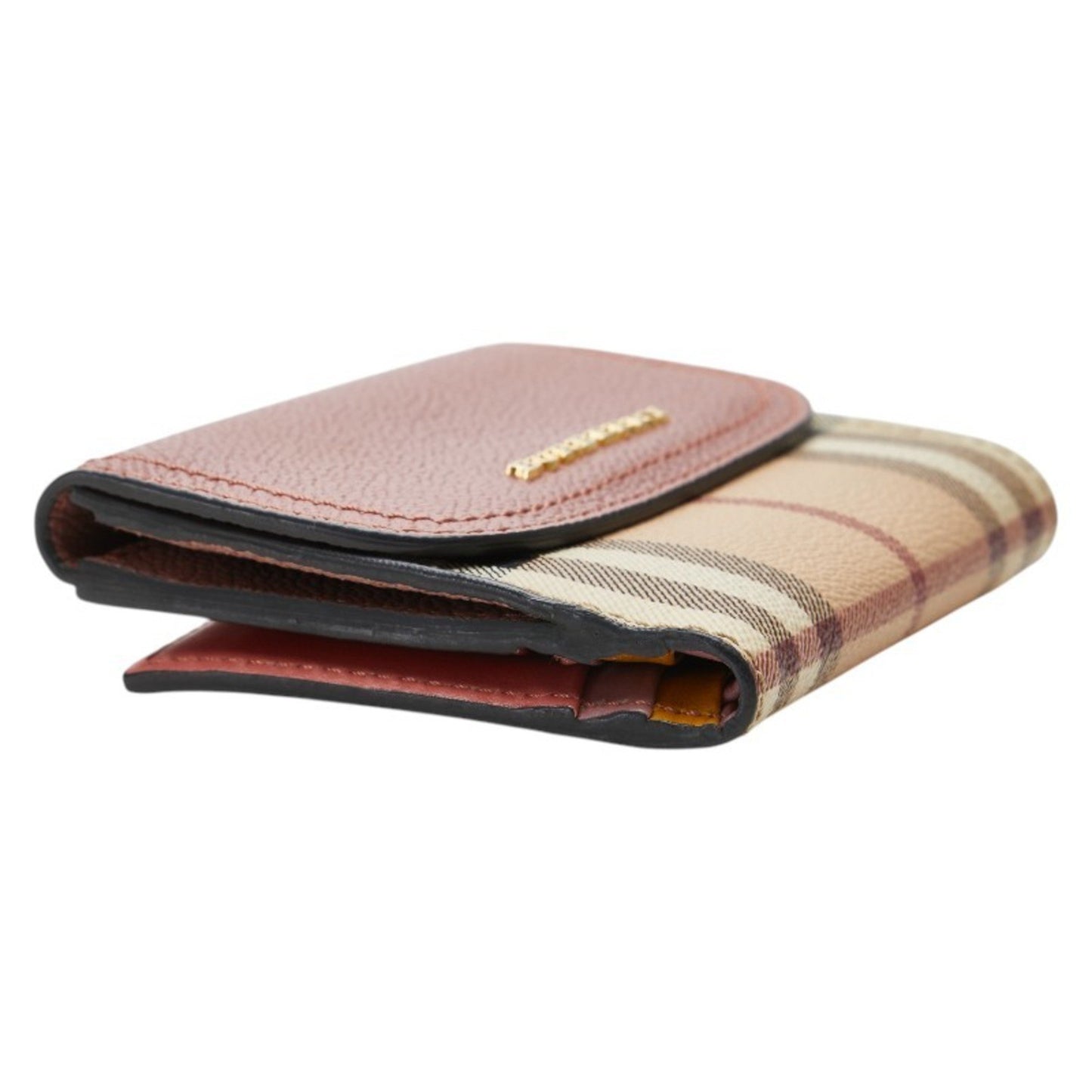 Burberry Nova Check Bifold Wallet In Beige And Pink Leather