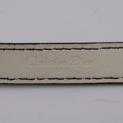 Christian Dior D-Fence Belt Leather Ivory System Gold Metal Fittings Logo Narrow