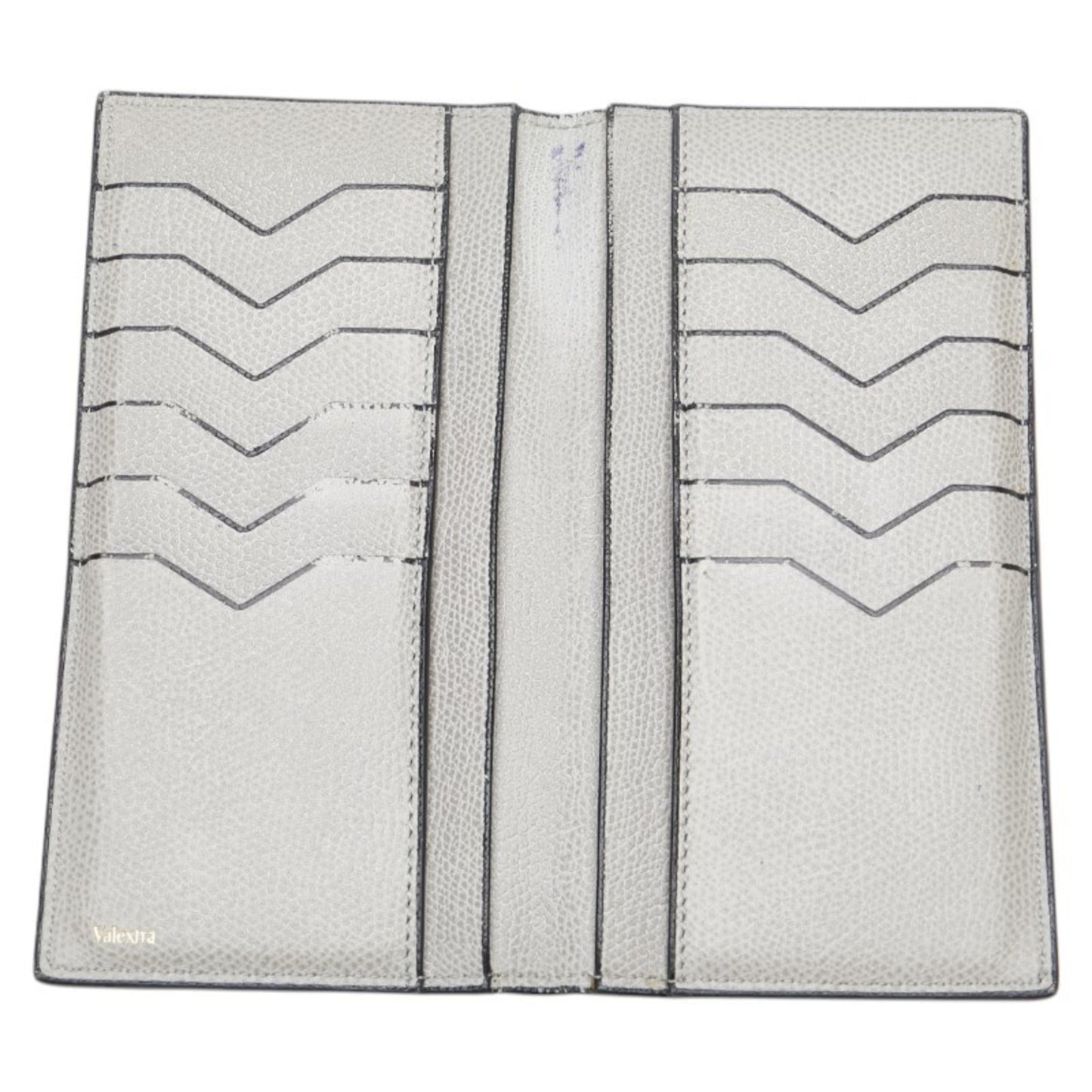 Valextra Vertical 12 Card Long Wallet Billfold Grey Leather