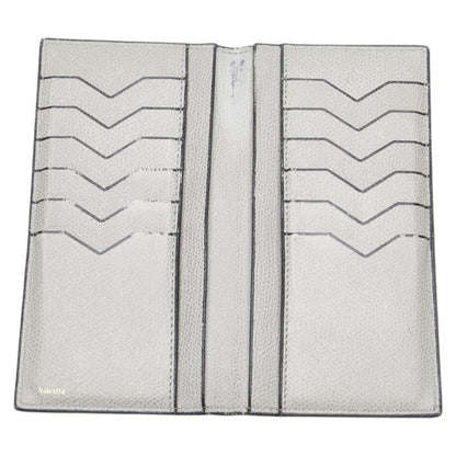 Valextra Vertical 12 Card Long Wallet Billfold Grey Leather