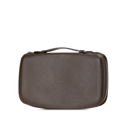 Louis Vuitton Taiga Organizer Atoll Long Wallet Round Travel Case M30658 Grisli Brown Leather Pvc
