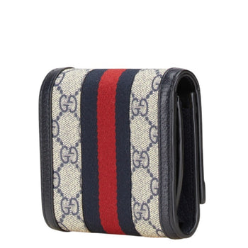 Gucci Gg Supreme Ophidia Bifold Wallet In Navy Leather