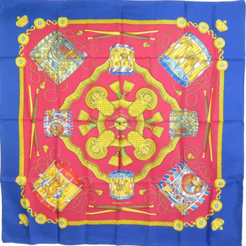 Hermes Scarf Muffler Carre90 Les Tambours Silk Multicolor