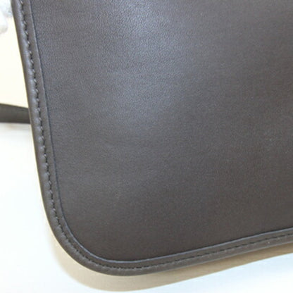 Coach Shoulder Bag 9142 Charcoal Brown Leather Pochette Crossbody Old