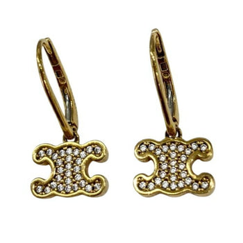 Celine Triomphe Rhinestone Earrings In Gold Color