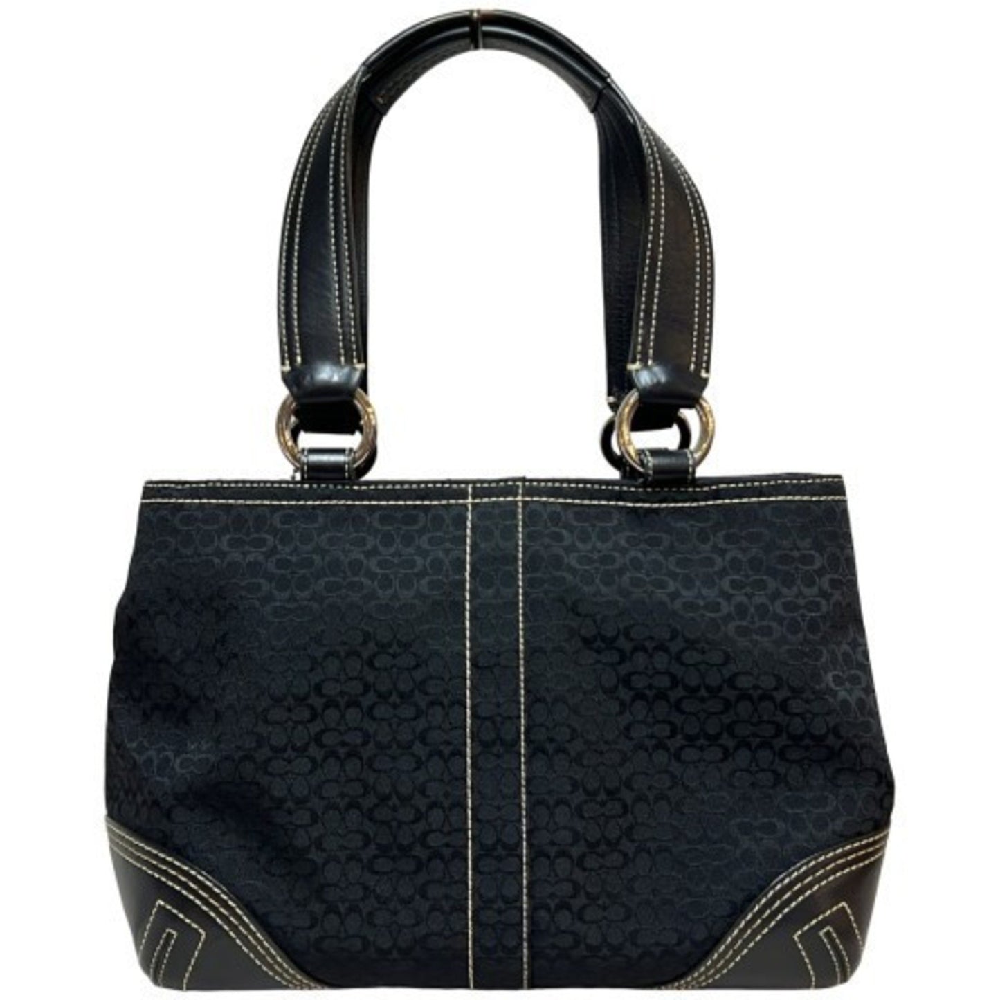 Coach Mini Signature Soho Double Pocket Handbag 3646 Black Canvas Leather (Mikunigaoka Store)