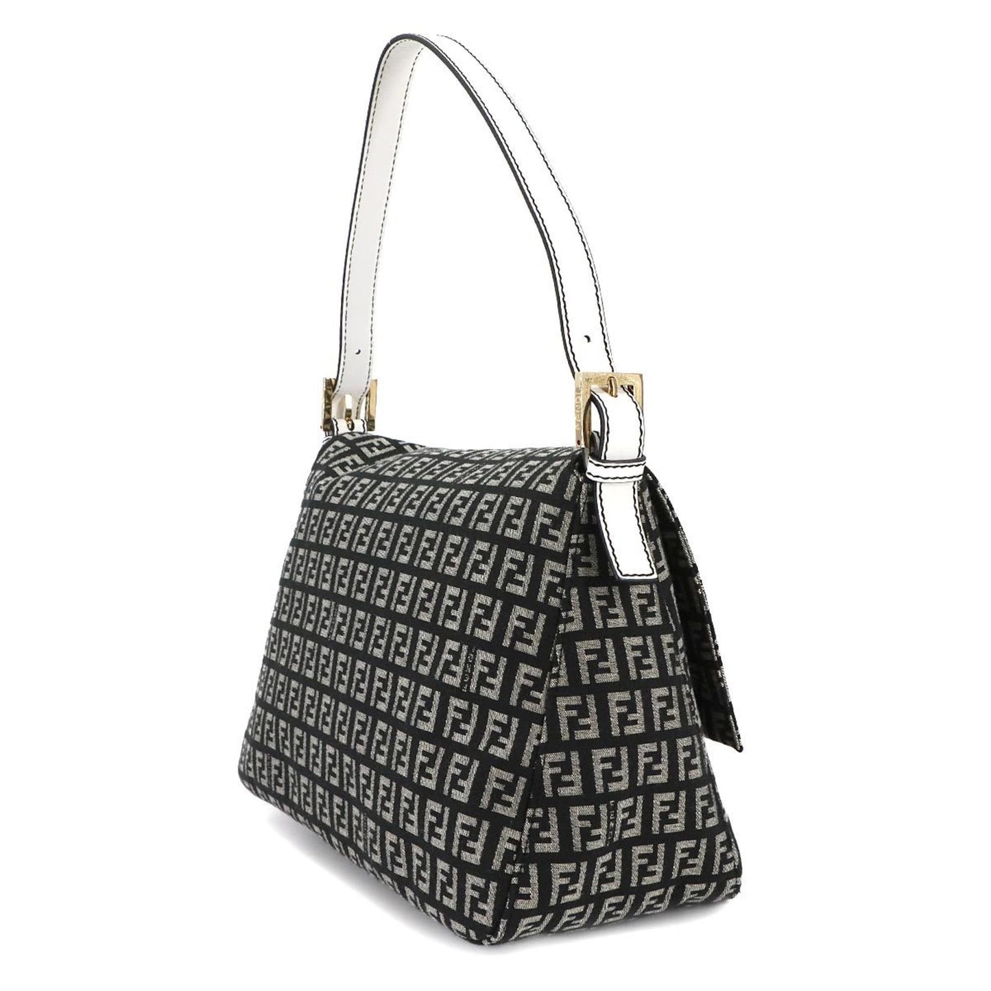 Fendi Zucchino Mamma Baguette Shoulder Bag In Canvas And Leather