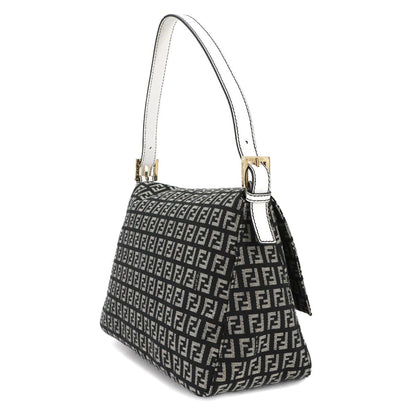 Fendi Zucchino Mamma Baguette Shoulder Bag In Canvas And Leather