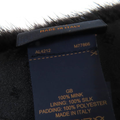 Louis Vuitton M77866 Echarpe Gaugram Lv Logo Mink Fur Scarf/Tippet Shawl In Black And White With Box