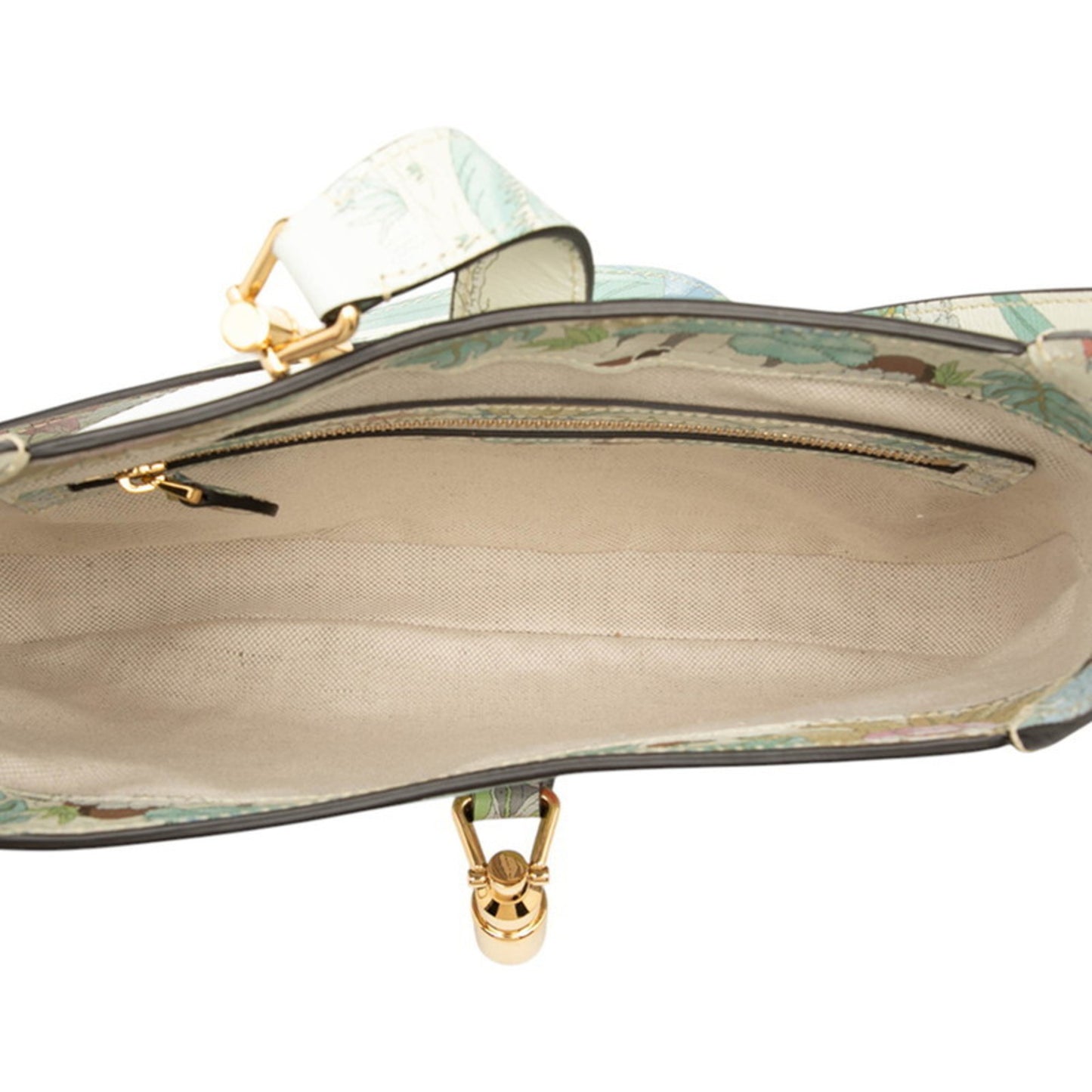 Gucci Jackie 1961 Tiger Motif Handbag/Shoulder Bag 636709 White/Multicolor Leather