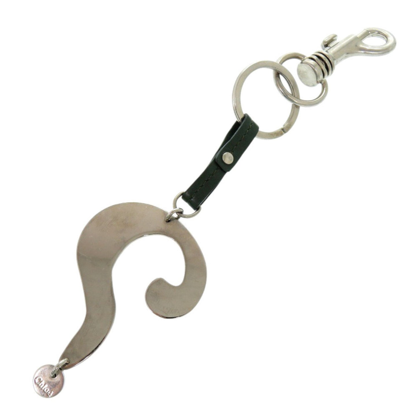 Chlo Chloe Key Ring Question Charm Keychain Metal/Metal Green 1876