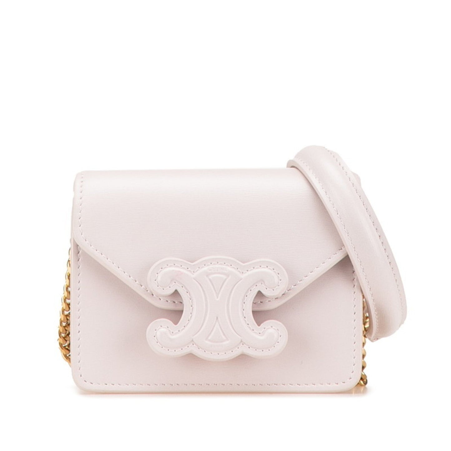 Celine Triomphe Chain Shoulder Bag In Pink Leather