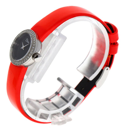 Christian Dior Cd040110 La Mini D Deux Diamond Watch In Stainless Steel/Leather