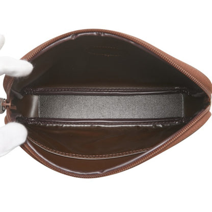 Burberry Check Clutch Bag Khaki Green Brown Canvas Leather