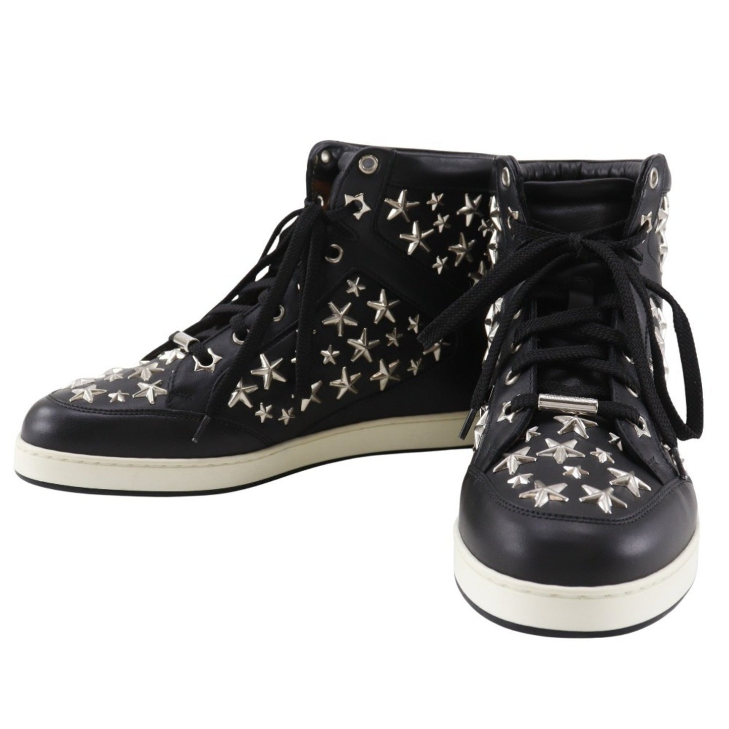 Jimmy Choo Star Studs High-Top Sneakers In Black Leather
