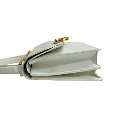 Celine Logo Gold Calf Leather Handbag Mini Tote Bag White 15154