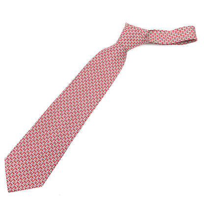 Hermes 5265 Sa 100% Silk Geometric Print Cravat Tie In Red With Box