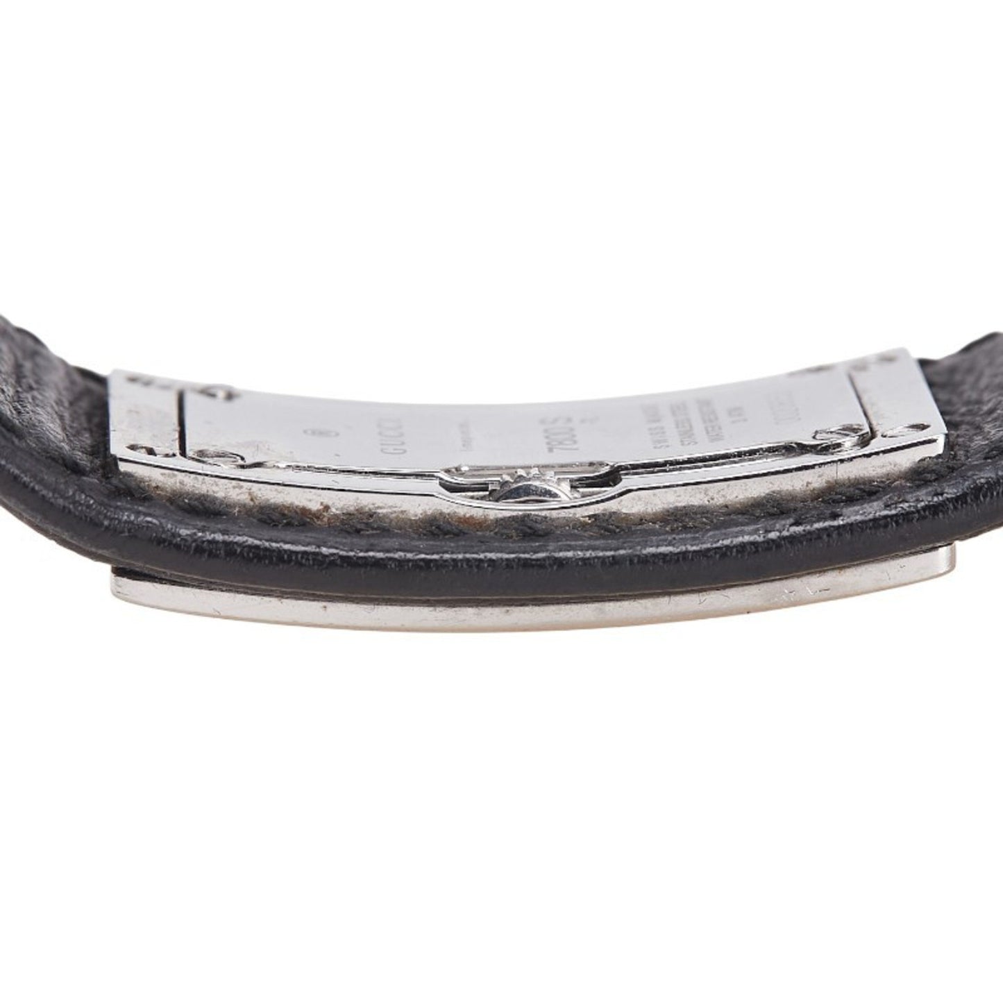 Gucci Bangle Watch 7800S Quartz Black Dial Stainless Steel Leather