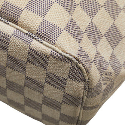 Louis Vuitton Damier Azur Neverfull Pm Tote Bag N51110 White Leather