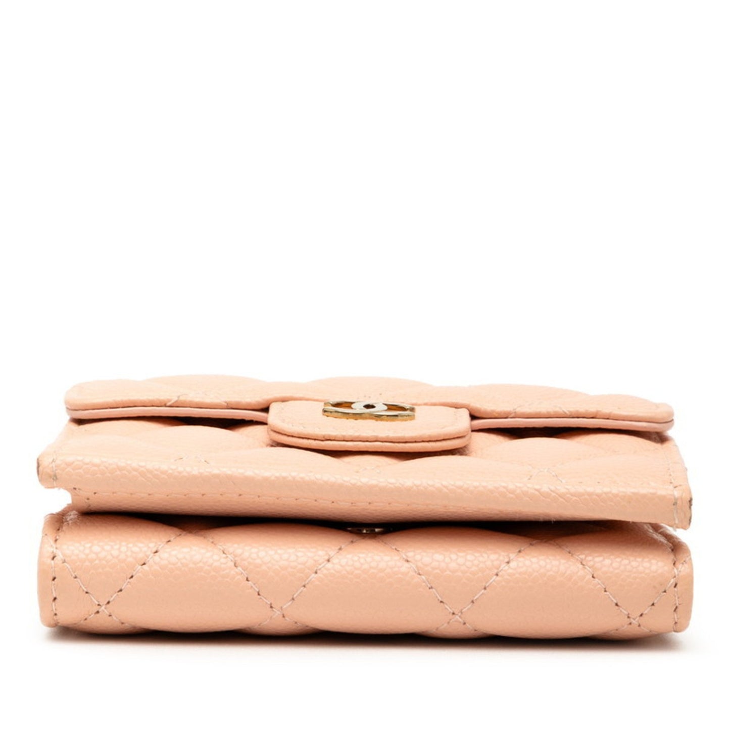 Chanel Matelasse Coco Mark Tri-Fold Wallet In Pink Caviar Skin