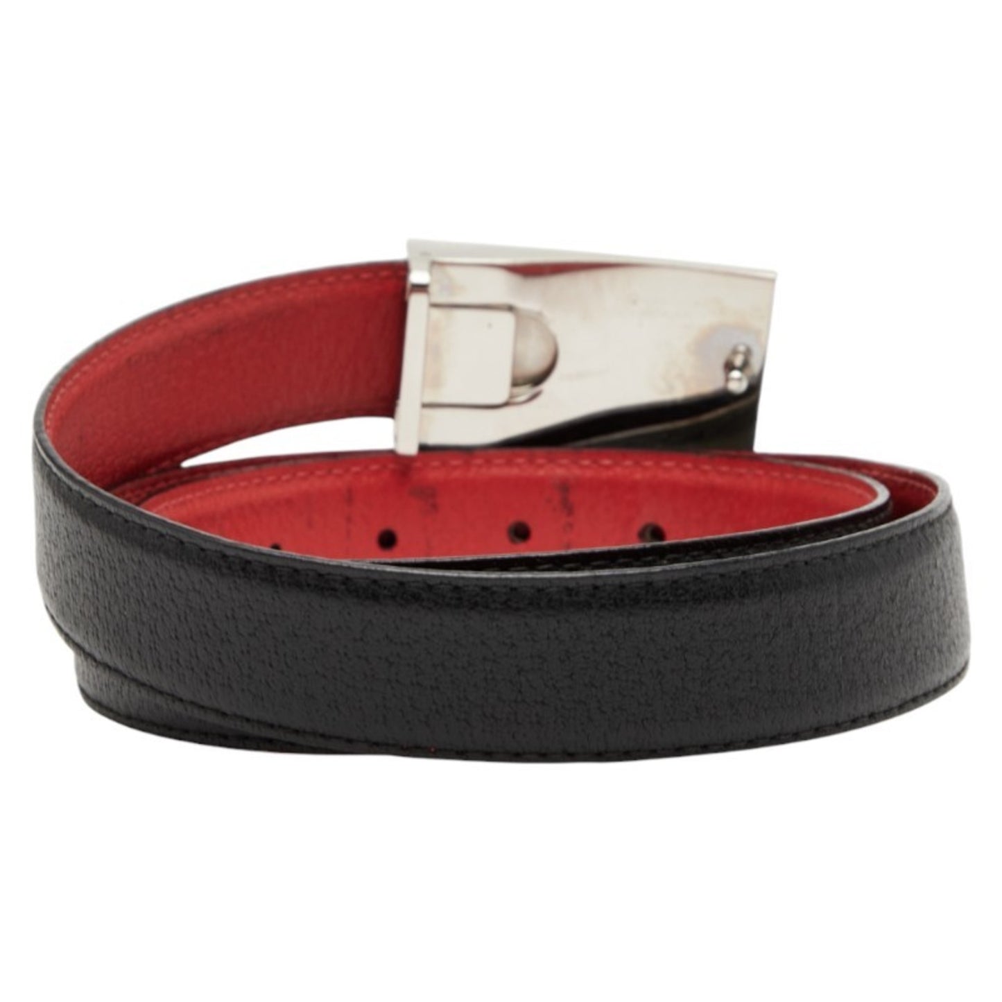 Bvlgari Belt Size: 110 44 Black Red Leather