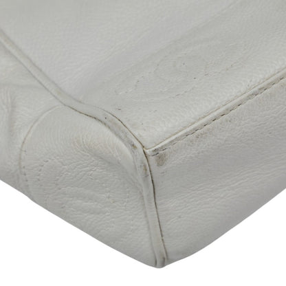 Chanel Triple Coco Mark Chain Shoulder Bag In White Caviar Skin