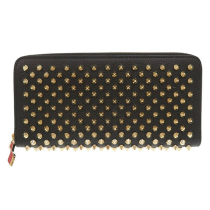 Like New Christian Louboutin Panettone Leather Round Long Wallet In Black And Gold