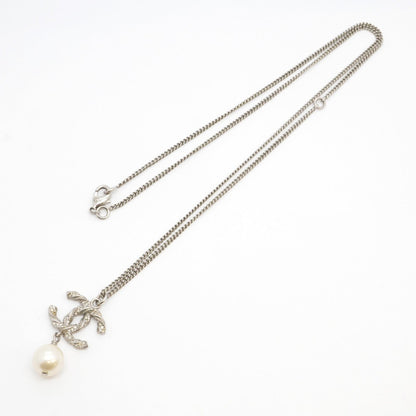 Chanel Coco Mark Metal Necklace With Faux Pearl And Rhinestones