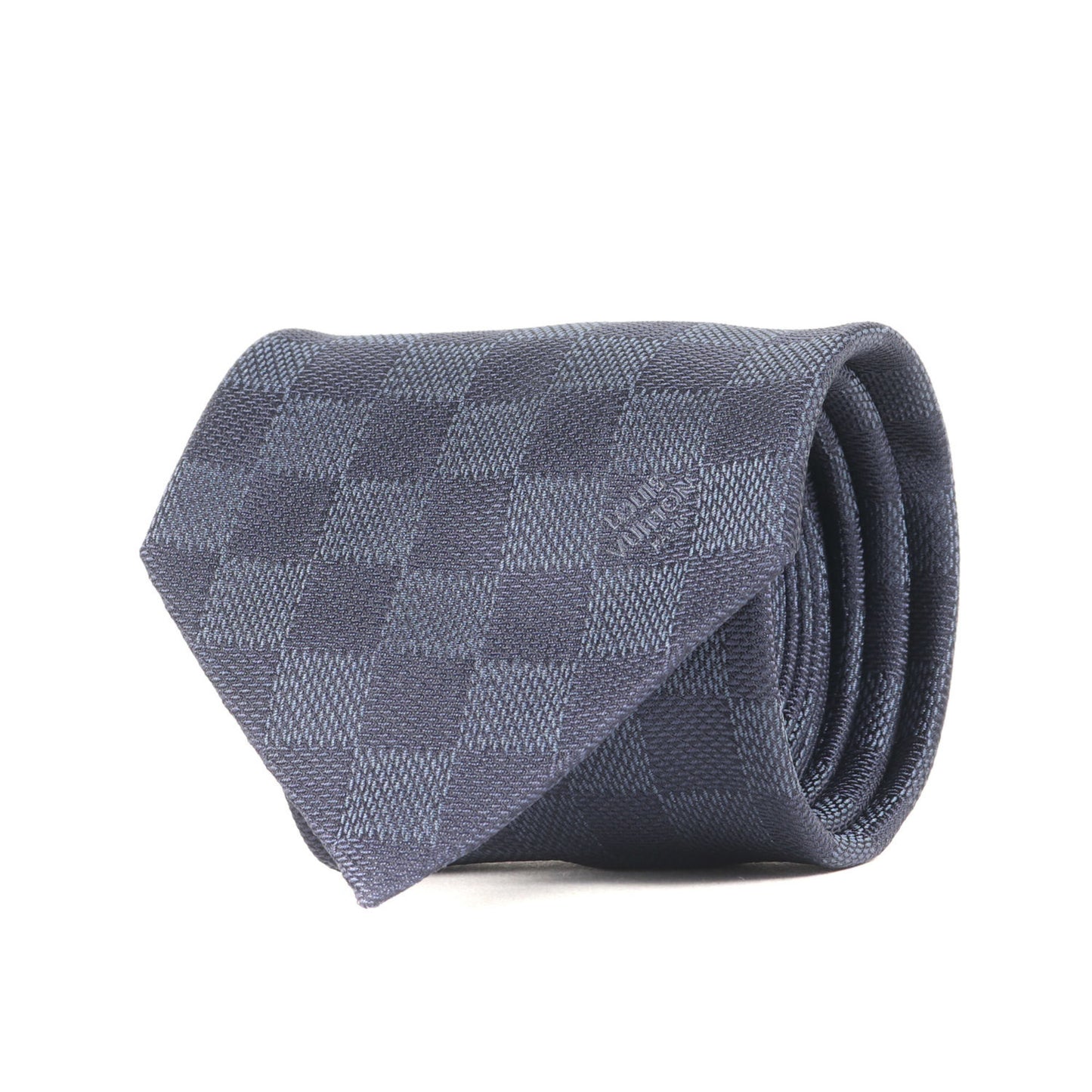 Louis Vuitton Damier Silk Cravate Tie Mr1221 Navy Blue