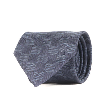 Louis Vuitton Damier Silk Cravate Tie Mr1221 Navy Blue