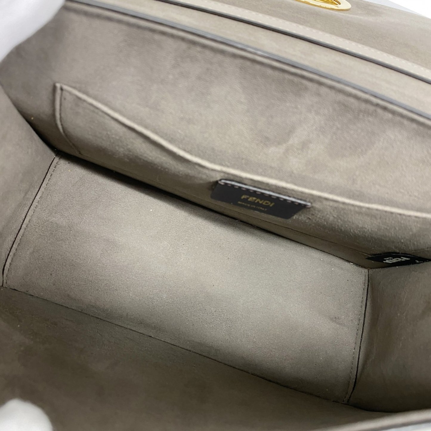 Fendi Canayeff Leather Handbag In Beige