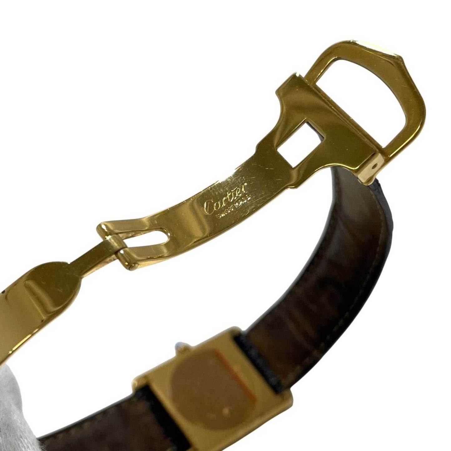 Cartier Must Tank Lm Vermeil Watch F-24337 Black Gold W1001254 Stainless Steel Gp Leather Quartz