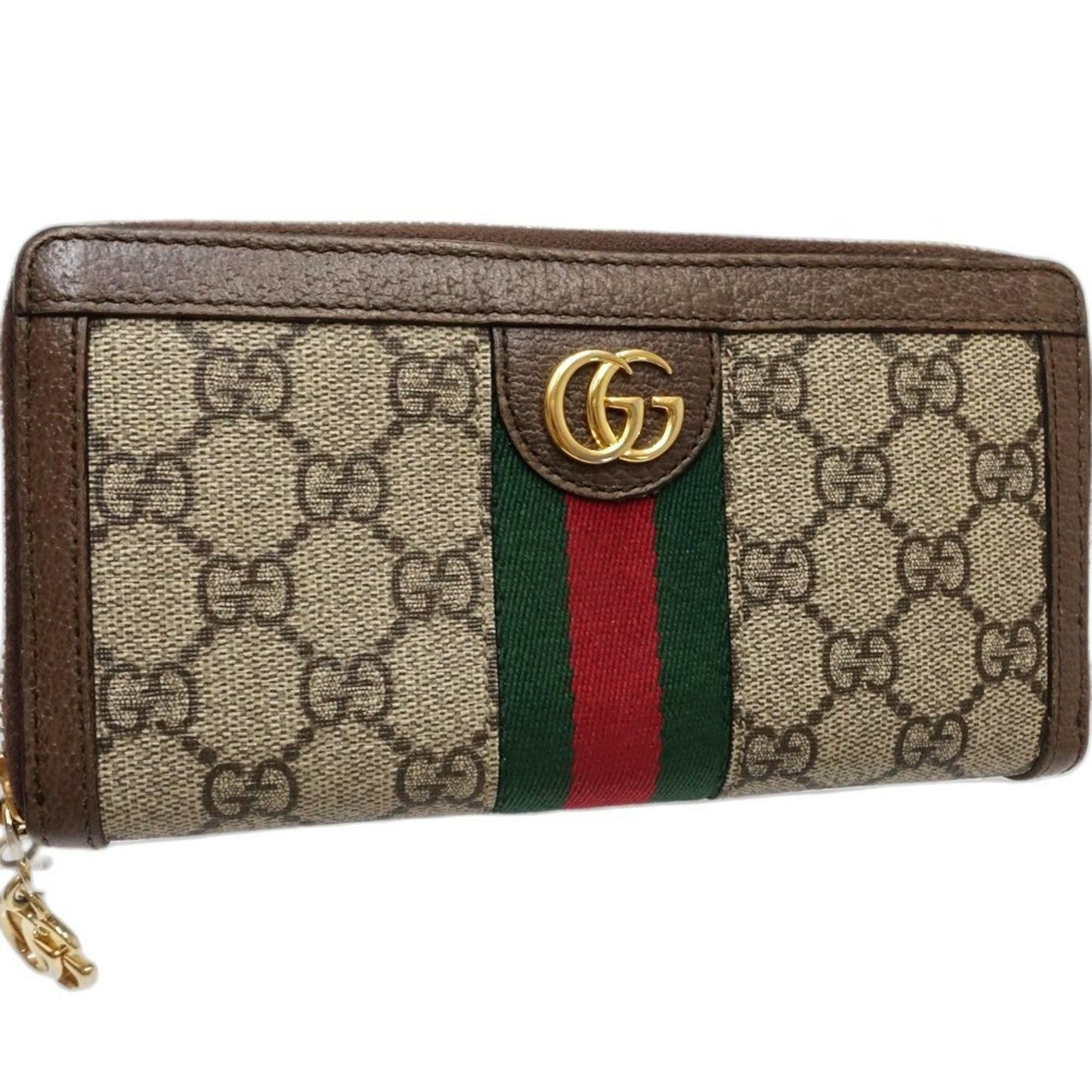 Gucci Gucci Long Wallet 523154 Ophidia Zip Around Gg Supreme Canvas Beige Ebony 181217