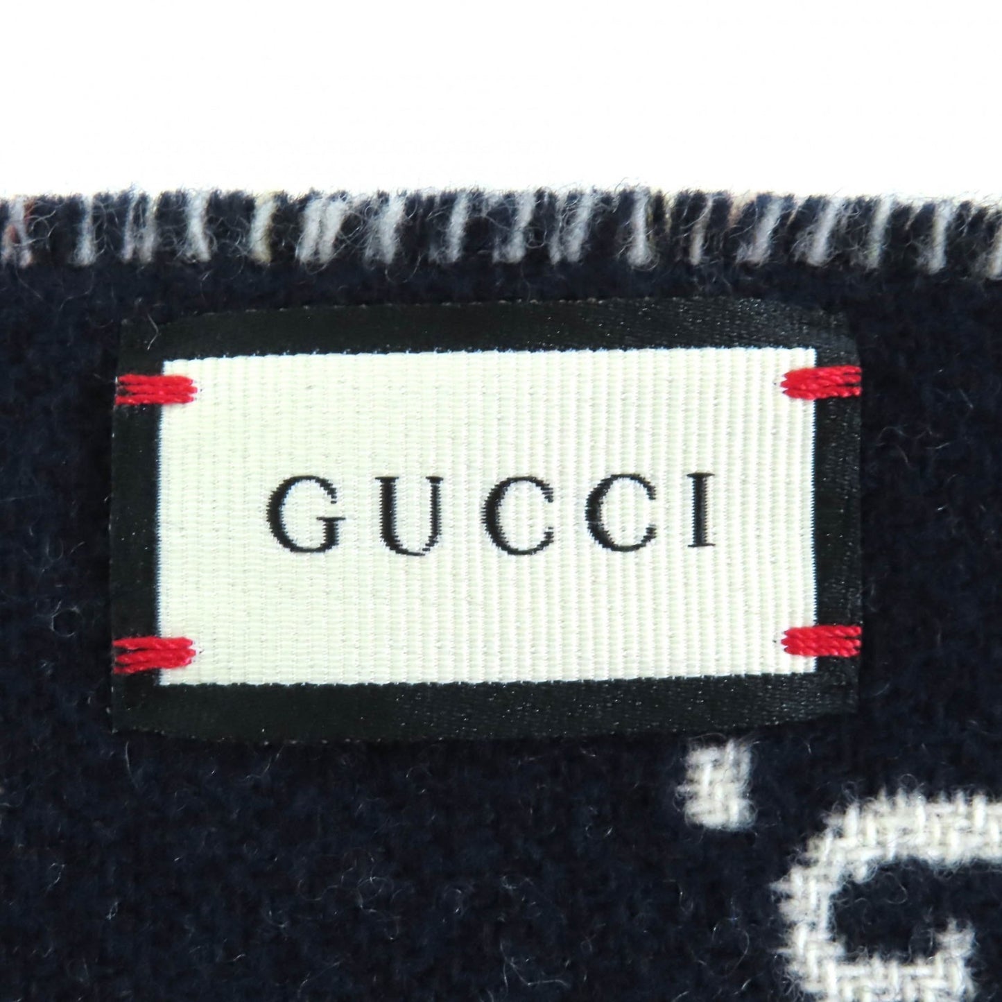 Gucci 597527 100% Wool Check And Gg Pattern Reversible Scarf With Fringe