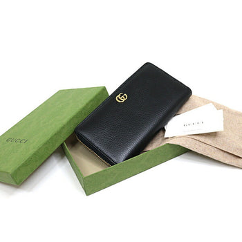 Gucci Japan Exclusive Double G Zip Around Wallet 456117 Black Round Long