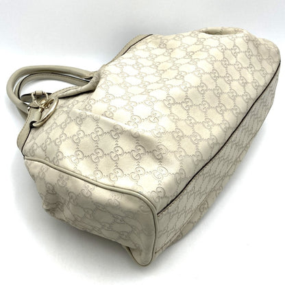 Gucci 211944 Tote Bag Handbag Guccissima Sukey Leather White Ivory