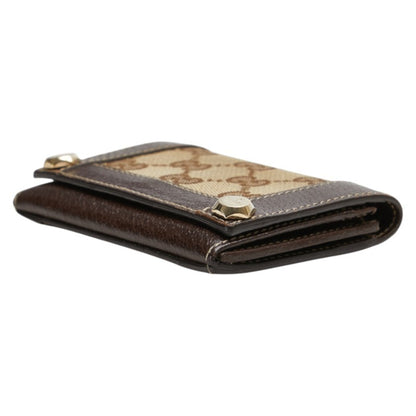 Gucci Gg Canvas Business Card Case 154165 Beige Brown Leather