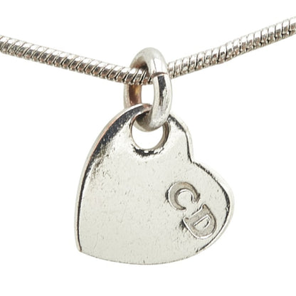 Christian Dior Dior Heart Cd Logo Necklace In Silver Metal