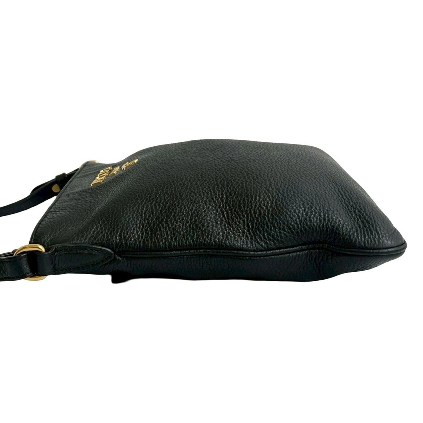 Prada Prada Logo Gold Leather Mini Shoulder Bag Pochette Sacoche Black 55391