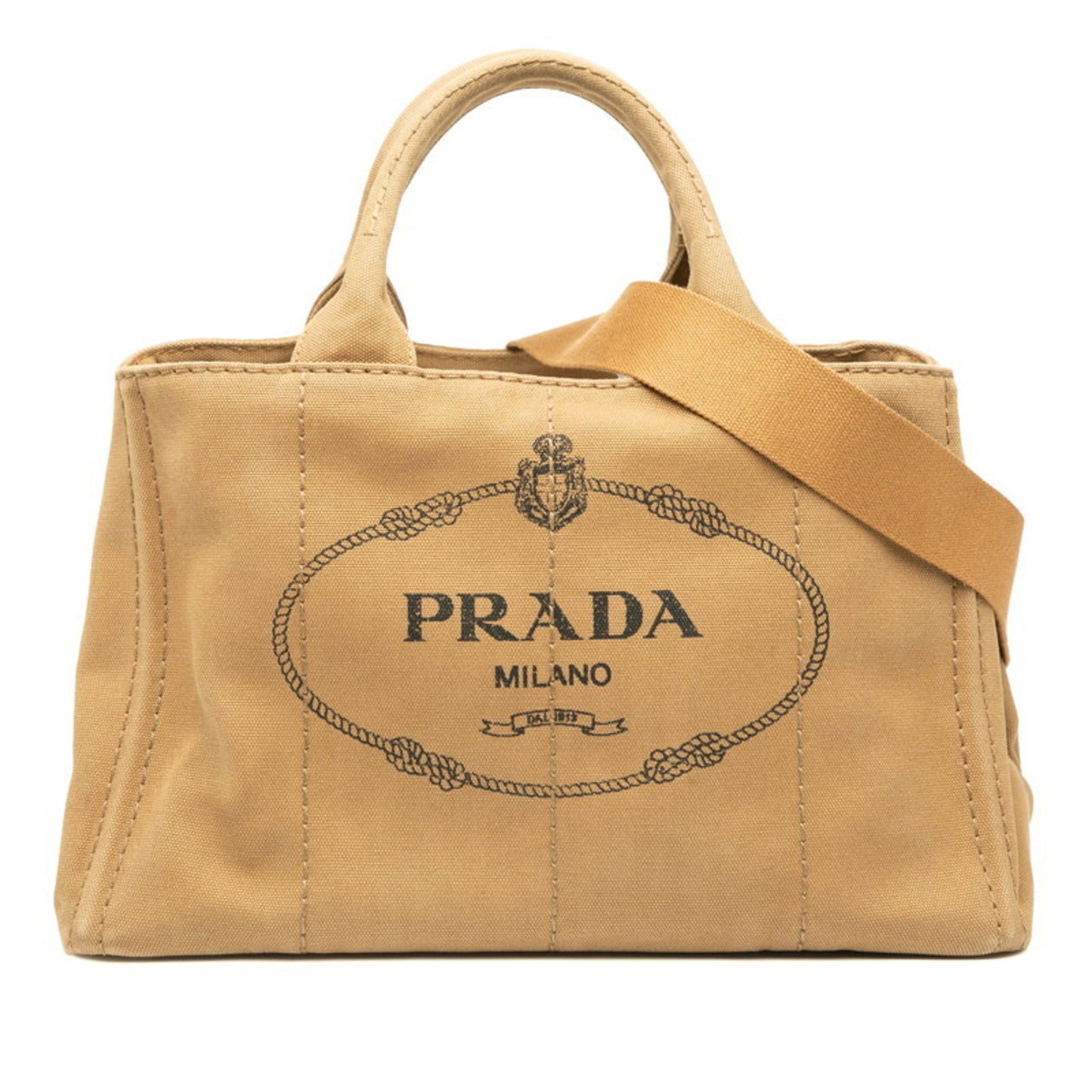 Prada Canapa Corda Tote Bag/Shoulder Bag With Triangle Logo Plate