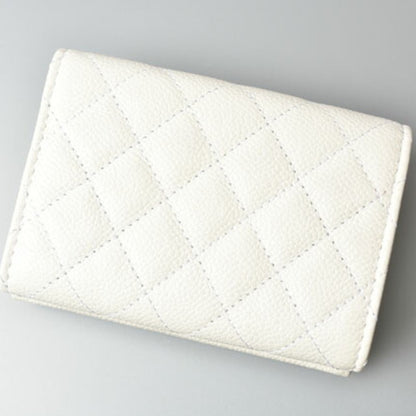 Chanel Wallet/Tri-Fold Chanel Wallet Boy Caviar Skin Off-White Gold