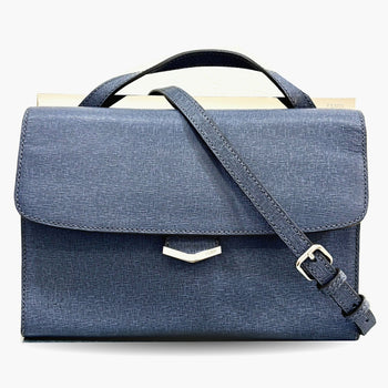 Fendi Demi Jour Shoulder Bag Handbag Leather Navy