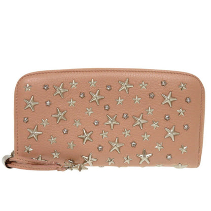 Jimmy Choo Philippa Star Stud Leather Pink Long Wallet 1689Jimmy Choo