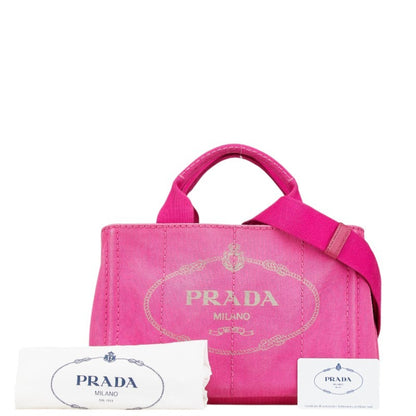 Prada Canapa Triangle Logo Plate Handbag/Shoulder Bag