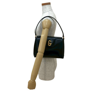 Gucci Old Gucci G Logo Turnlock Hardware Calfskin Leather Handbag In Black 804-4