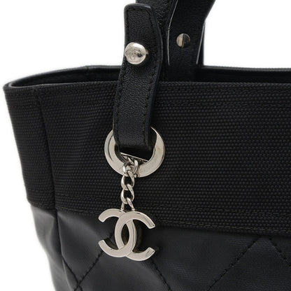 Chanel Paris Biarritz Tote Pm Bag Black Silver Hardware A34208