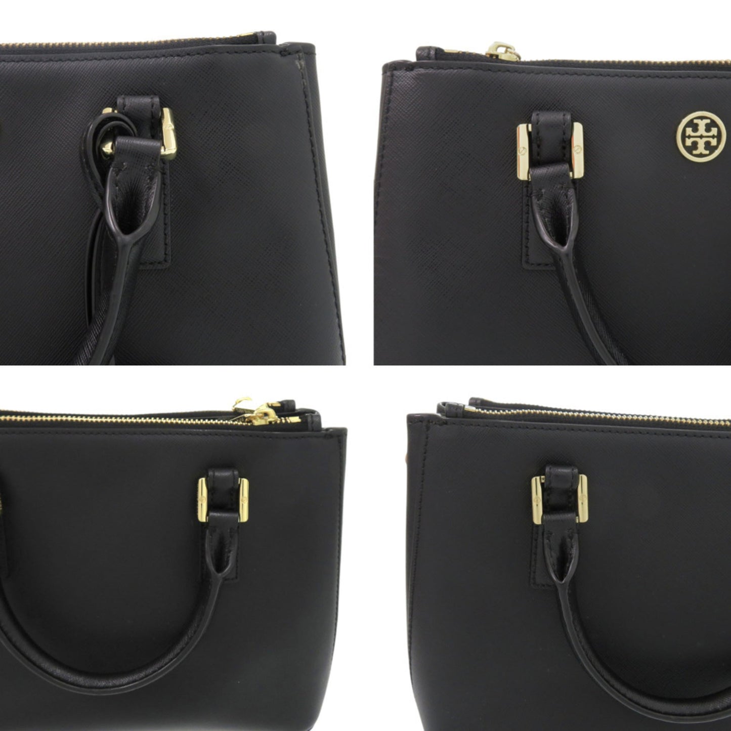 Tory Burch 2-Way Robinson Micro Zip Tote In Black Leather