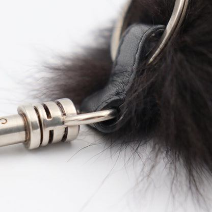 Celine Fox Tail Fox Tail Keychain Fur Black Key Ring Bag Charm R2219123007166