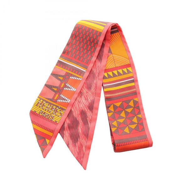 Hermes Herms Pelages Et Camouflage Twilly Silk Scarf For Women In Red
